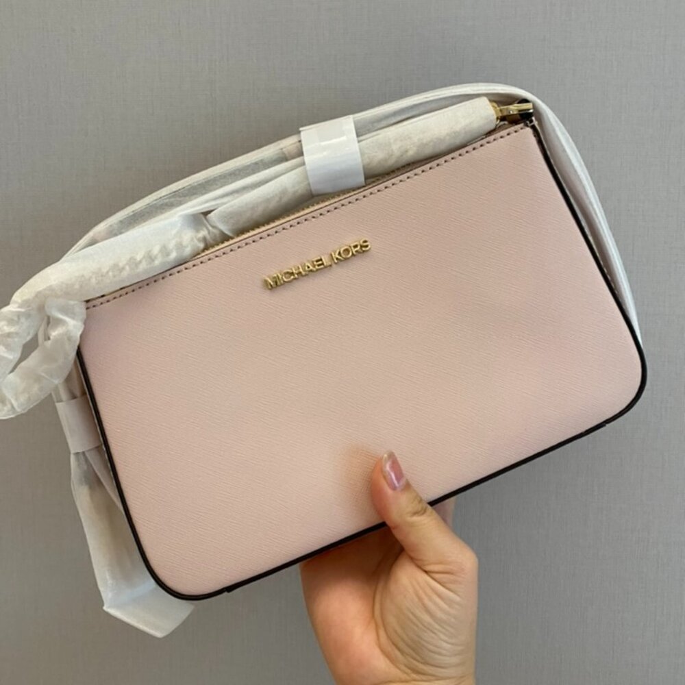 NWT! Michael Kors Jet Set MEDIUM Conv. Shouder X-body Pouchette In Powder Blush